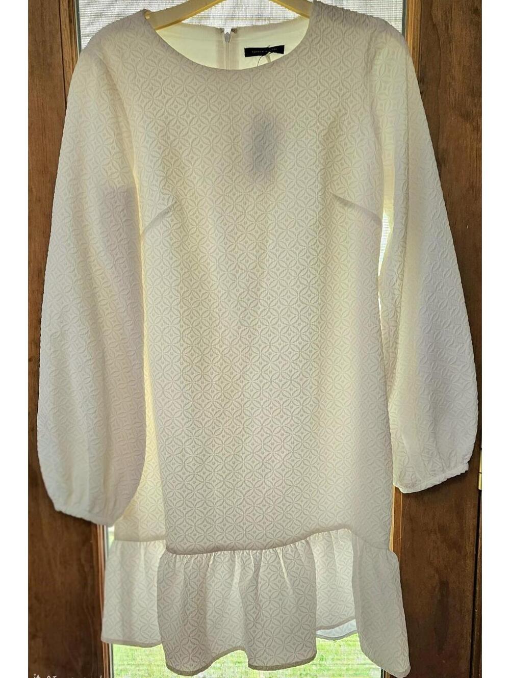 Tommy Hilfiger Long Sleeve TEXTURED Dress CASCADING HEM Size 6